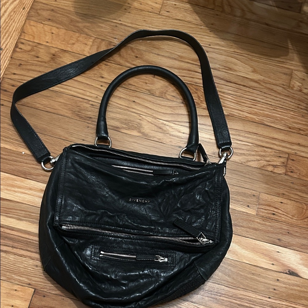 Givenchy Black Leather Convertible Hobo Shoulder Bag